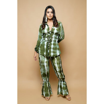 Ahi Clothing Tie-Dye Green and White Drawstring Co-Ord (Set of 2)