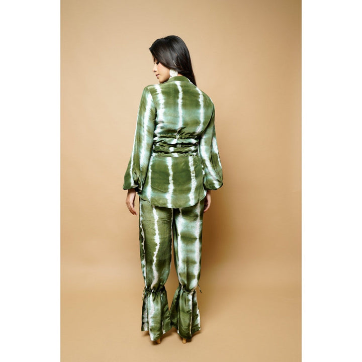 Ahi Clothing Tie-Dye Green and White Drawstring Co-Ord (Set of 2)