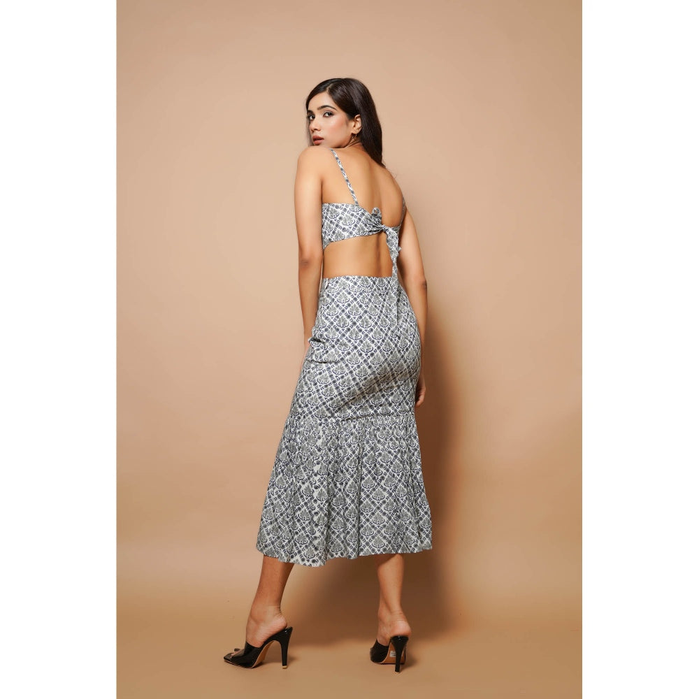 AHI Clothing Grey Block Printed Fitted Skirt Co-Ord (Set of 2)