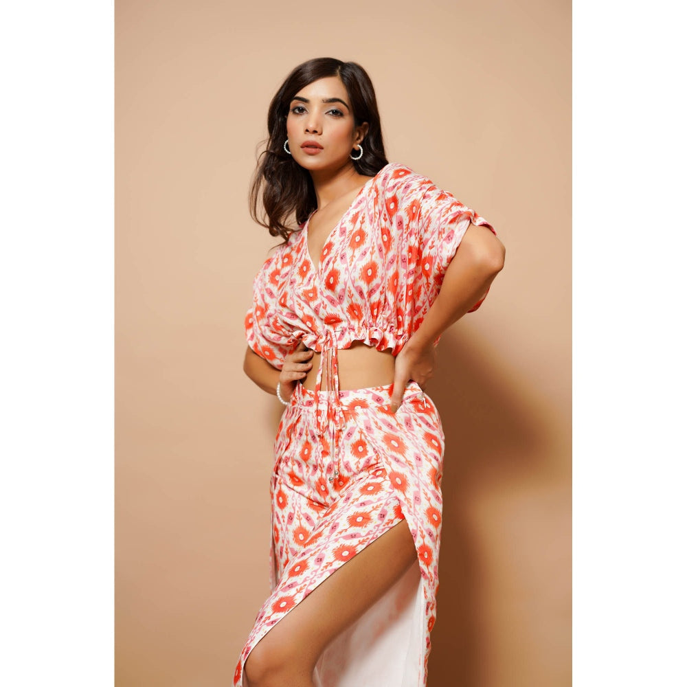 AHI Clothing Digital Printed Pink-Orange Co-Ord (Set of 2)