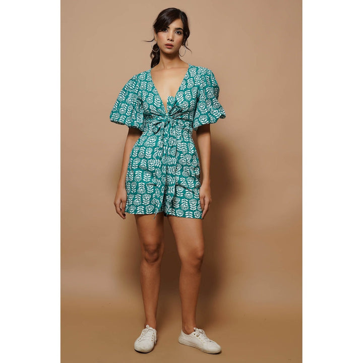 AHI Clothing Teal Cotton Summer Playsuit