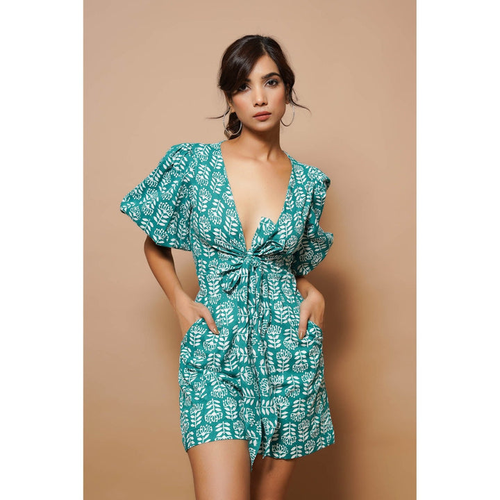 AHI Clothing Teal Cotton Summer Playsuit