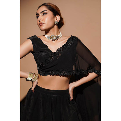 AHI Clothing Black Cutwork Lehenga with Blouse (Set of 2)