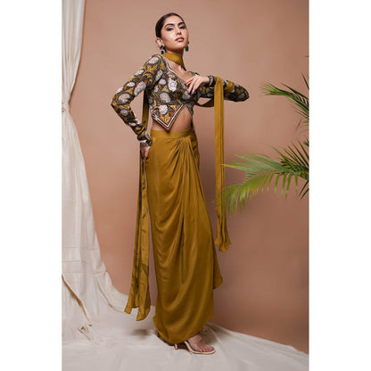 AHI Clothing Forest Print Drape Skirt with Top and Dupatta (Set of 3)