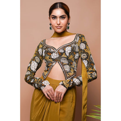 AHI Clothing Forest Print Drape Skirt with Top and Dupatta (Set of 3)