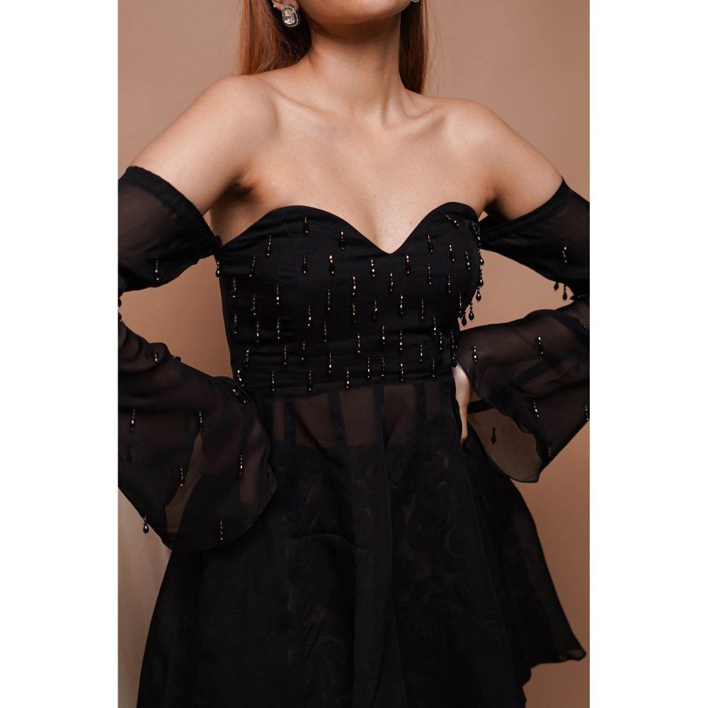 AHI Clothing Black Rose Seamless Printed Top and Palazzo (Set of 2)