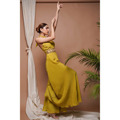 AHI Clothing Green Crepe Halter Neck Jumpsuit