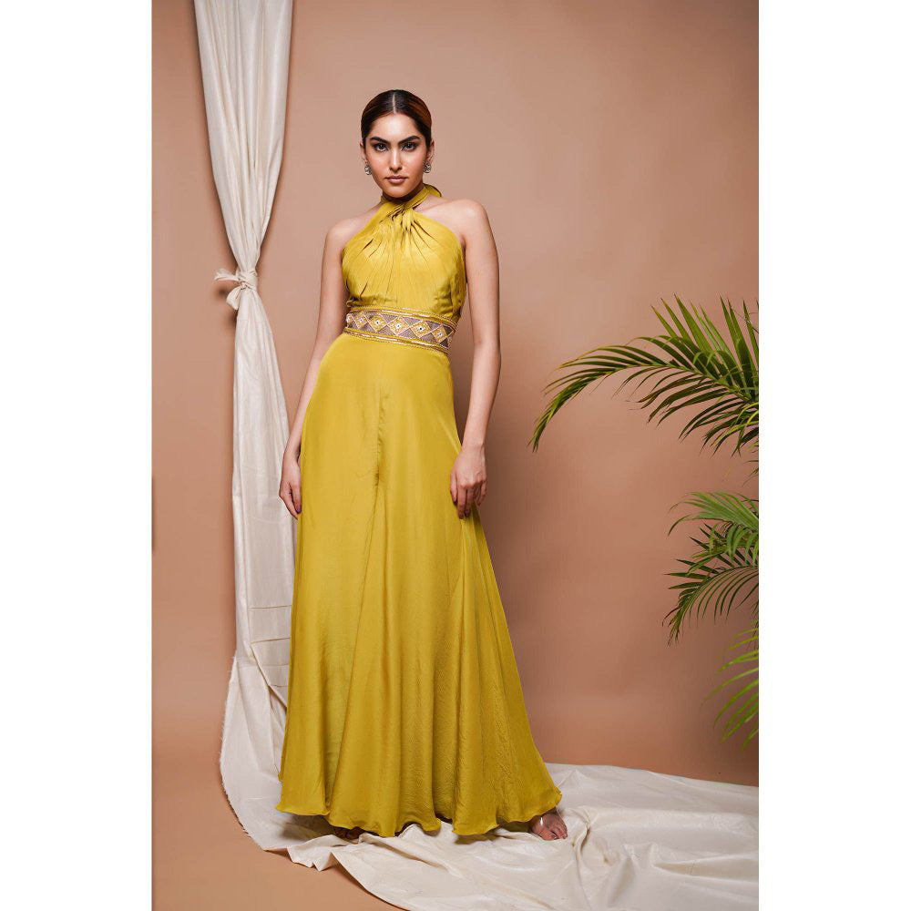 AHI Clothing Green Crepe Halter Neck Jumpsuit