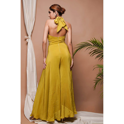 AHI Clothing Green Crepe Halter Neck Jumpsuit