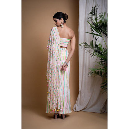 AHI Clothing Stripes Printed Drape Skirt with Bustier (Set of 2)