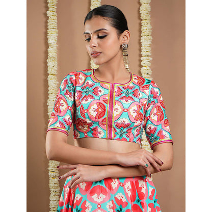 AHI Clothing Red Tile Printed Heavy Lehenga And Blouse With Dupatta