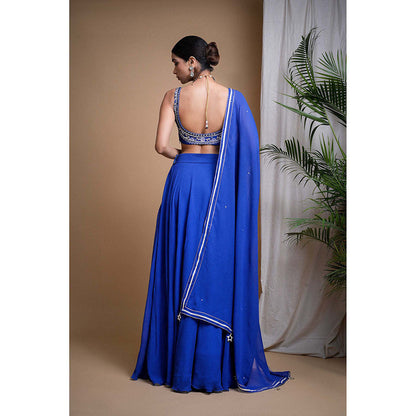 AHI Clothing Royal Blue Lehenga And Blouse With Dupatta