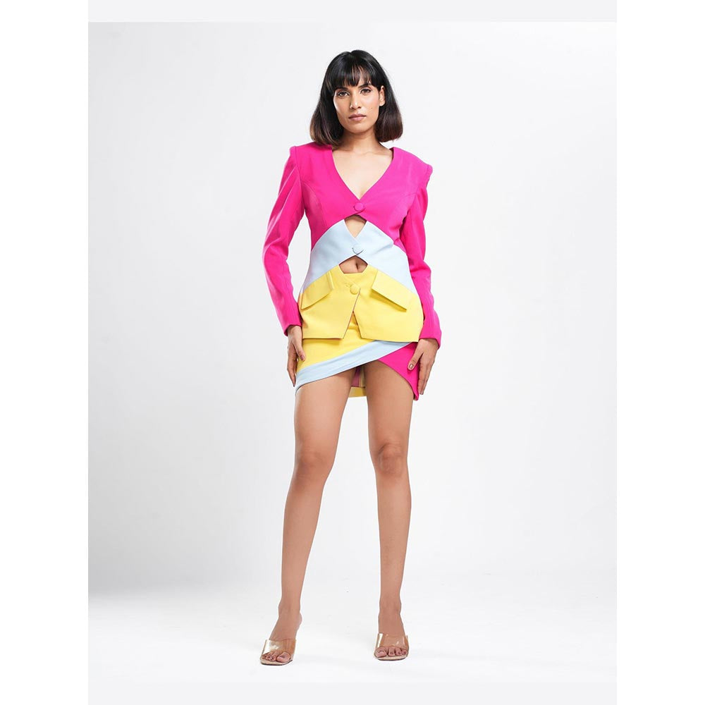 AHI Clothing Eclectic - Tri- Colour Structured Top with Skirt