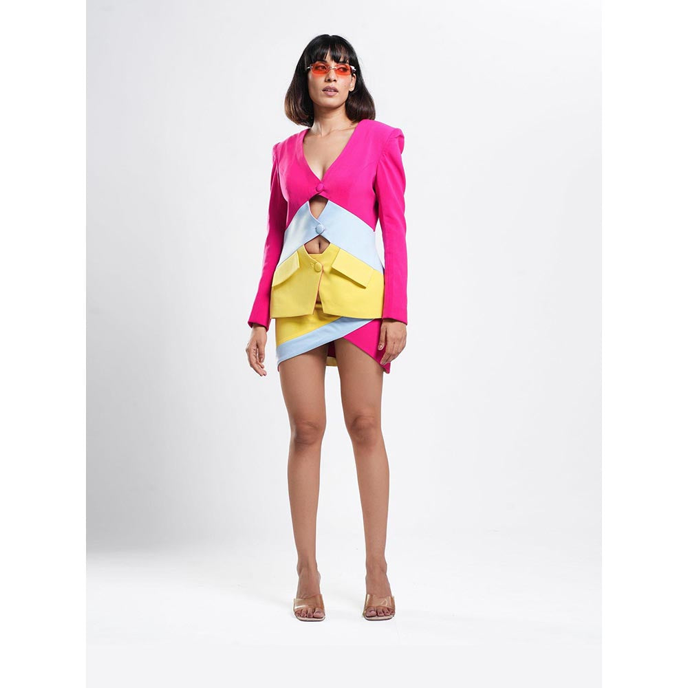 AHI Clothing Eclectic - Tri- Colour Structured Top with Skirt