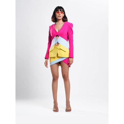 AHI Clothing Eclectic - Tri- Colour Structured Top with Skirt