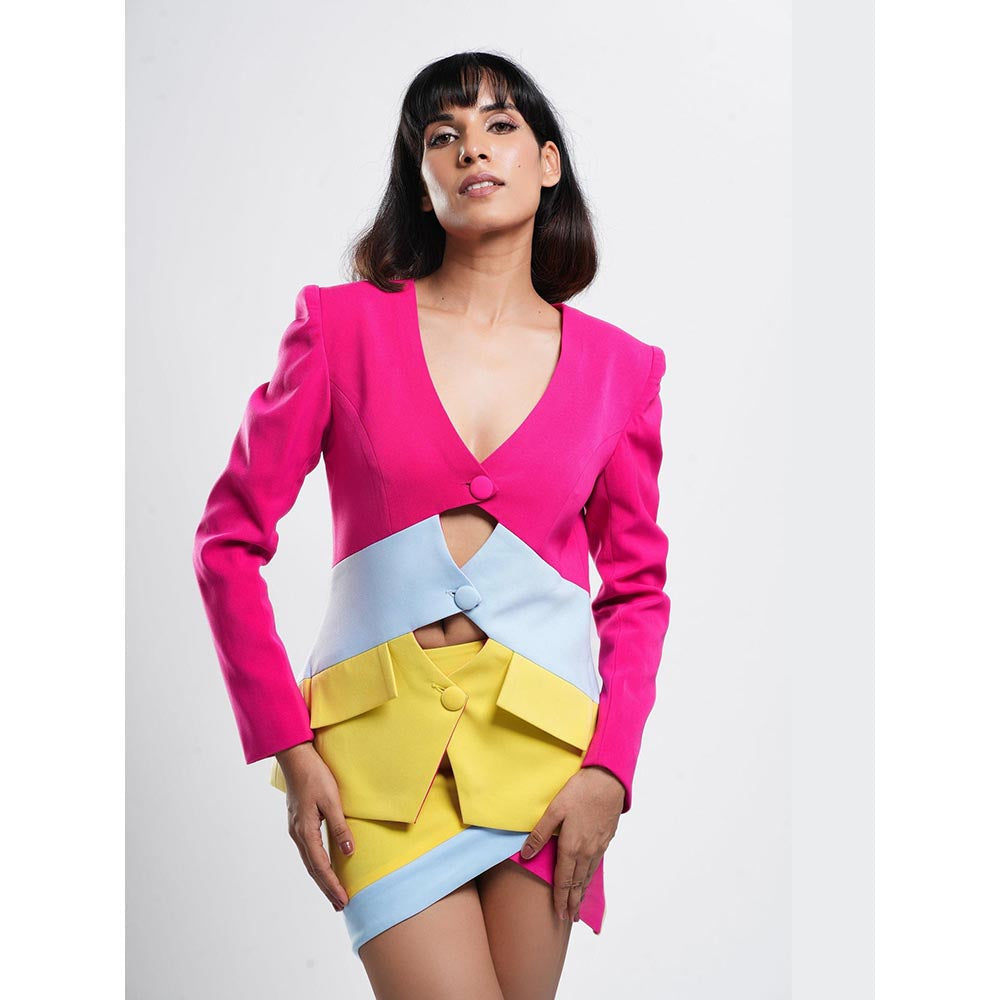 AHI Clothing Eclectic - Tri- Colour Structured Top with Skirt