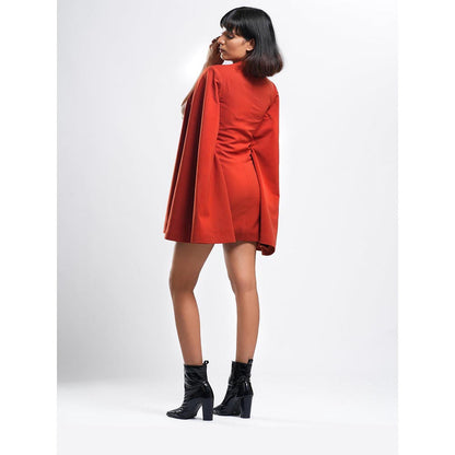 AHI Clothing Tangerine Mahogany Tux Cape Jacket Dress