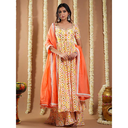 AHI Clothing Multi-Color Multicolor Printed Anarkali Kurta with Palazzo and Dupatta
