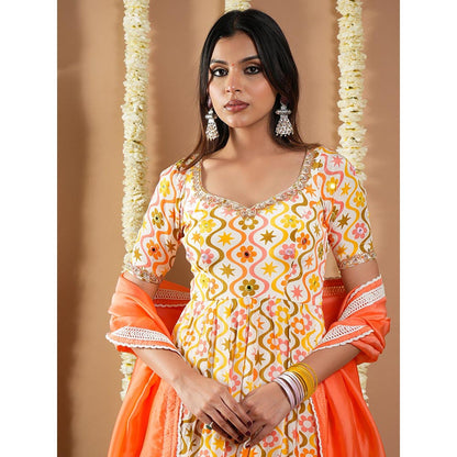 AHI Clothing Multi-Color Multicolor Printed Anarkali Kurta with Palazzo and Dupatta