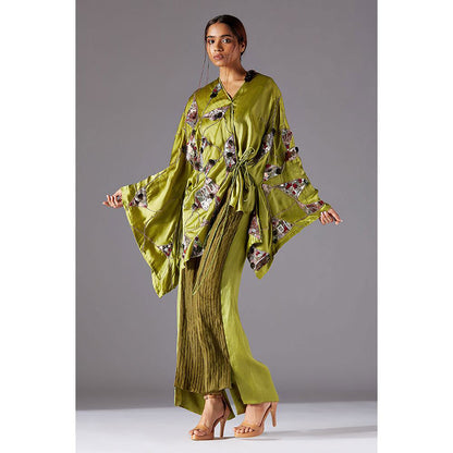 A Humming Way Shrubbery Kimono Top With Corrugated Colorblocked Pants