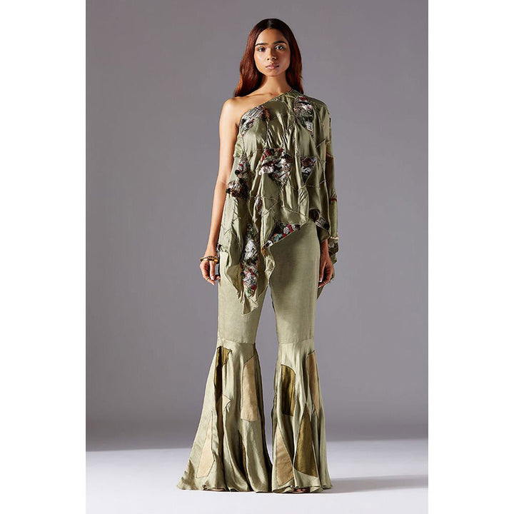 A Humming Way Topiary One Shoulder Cape With Mesa Sharara