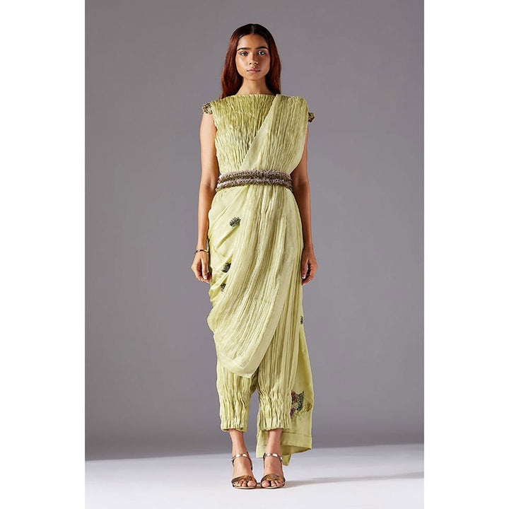 A Humming Way Machair Ruching Top with Machair Ruching Pants, Machair Dupatta and Grass Belt