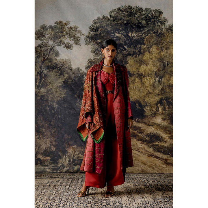 A Humming Way Namib Topographic Sherwani Overcoat, Namib Jumpsuit & Stole (Set of 3)