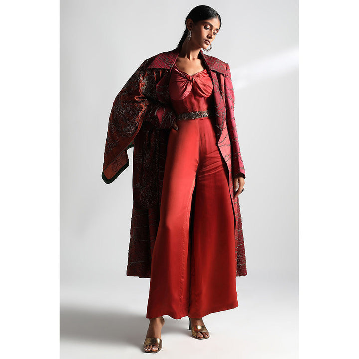 A Humming Way Namib Topographic Sherwani Overcoat, Namib Jumpsuit & Stole (Set of 3)