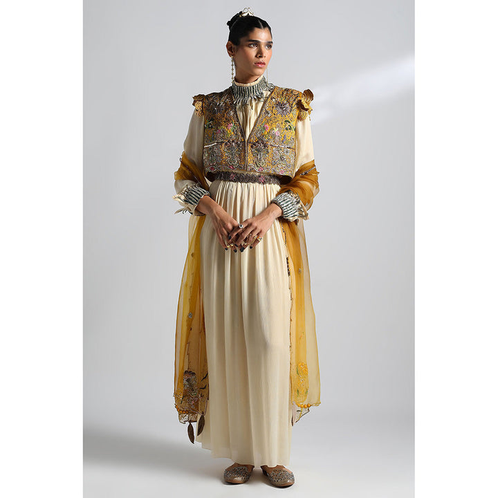 A Humming Way Rumi Gown with Cropped Jacket, Paro Dupatta & Belt (Set of 4)