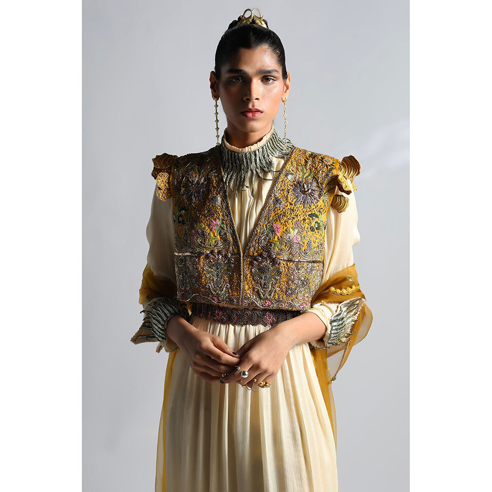 A Humming Way Rumi Gown with Cropped Jacket, Paro Dupatta & Belt (Set of 4)