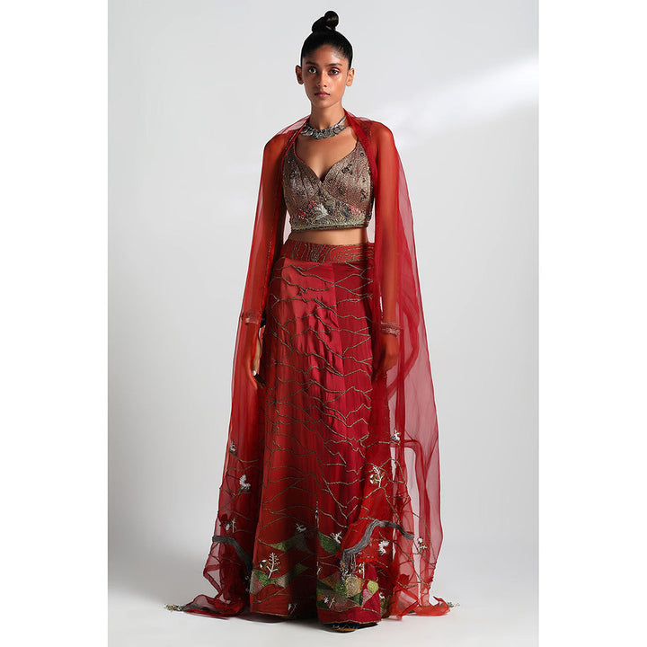 A Humming Way Valdivian Landscape Lehenga, Blouse & Dupatta (Set of 3)