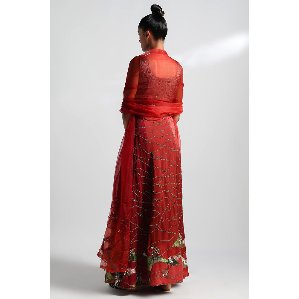 A Humming Way Valdivian Landscape Lehenga, Blouse & Dupatta (Set of 3)