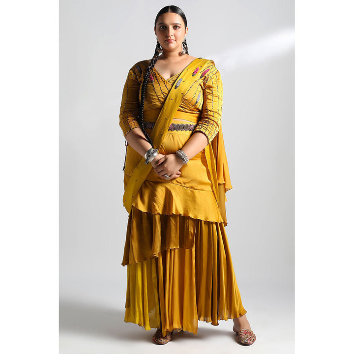 A Humming Way Amaltas Lehenga, Blouse & Frill Dupatta (Set of 3)