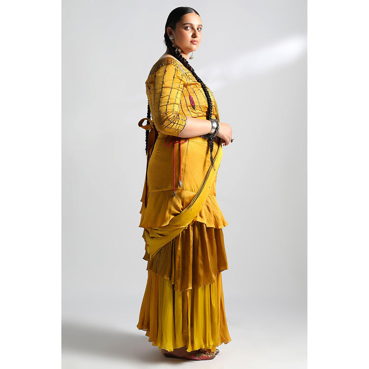 A Humming Way Amaltas Lehenga, Blouse & Frill Dupatta (Set of 3)