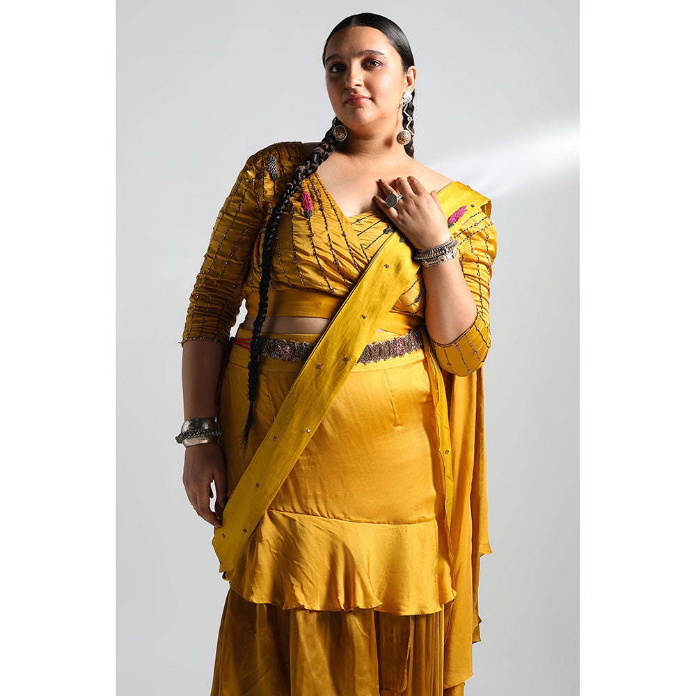 A Humming Way Amaltas Lehenga, Blouse & Frill Dupatta (Set of 3)