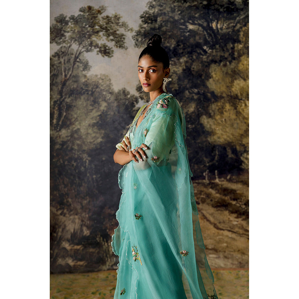 A Humming Way Nilgiris Saree with Chanderi Tissue Blouse with Stitched Blouse