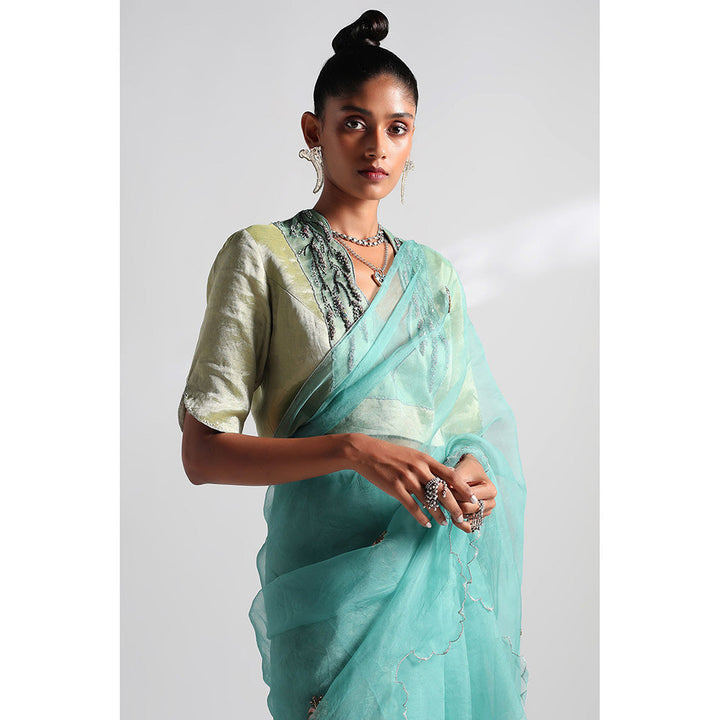 A Humming Way Nilgiris Saree with Chanderi Tissue Blouse with Stitched Blouse