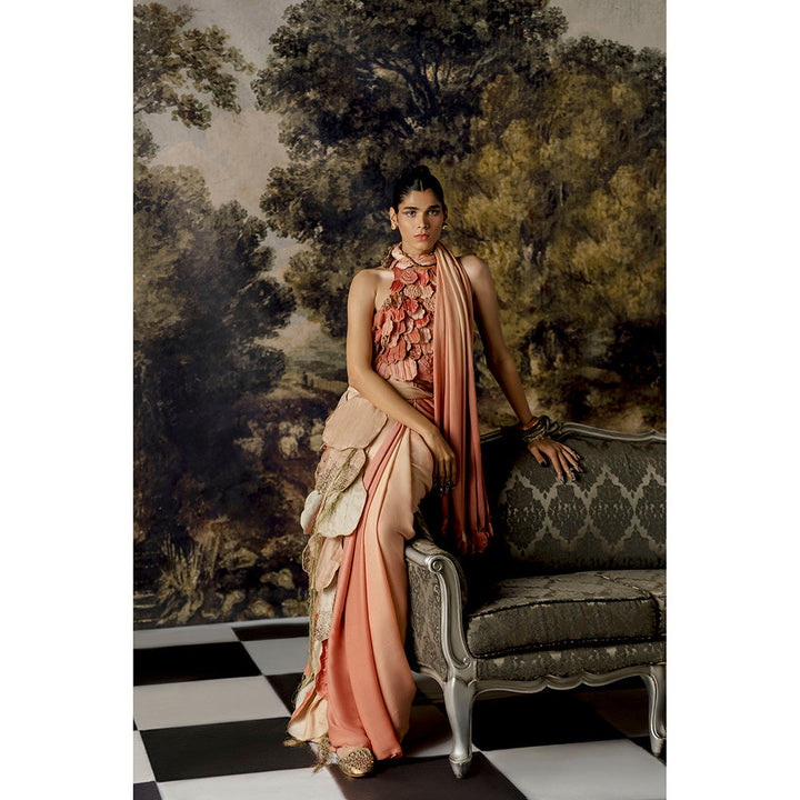 A Humming Way Mima Mounds Top, Rosenberg Saree & Pink Laurel Leaf Belt with Stitched Blouse