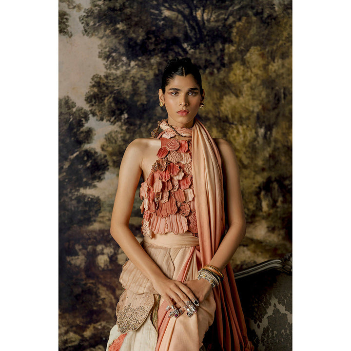 A Humming Way Mima Mounds Top, Rosenberg Saree & Pink Laurel Leaf Belt with Stitched Blouse