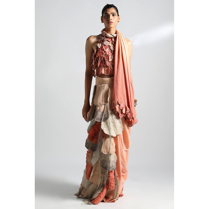 A Humming Way Mima Mounds Top, Rosenberg Saree & Pink Laurel Leaf Belt with Stitched Blouse