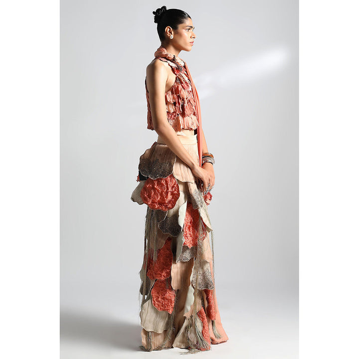 A Humming Way Mima Mounds Top, Rosenberg Saree & Pink Laurel Leaf Belt with Stitched Blouse