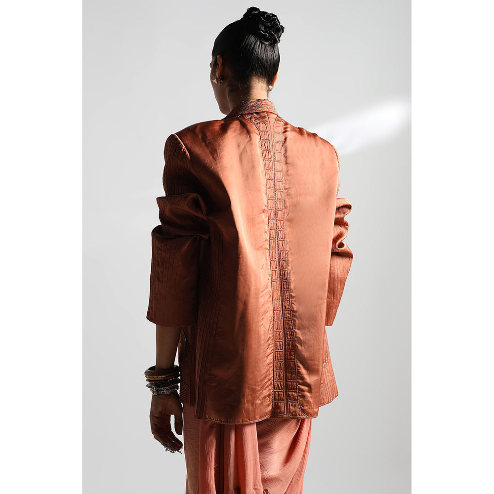 A Humming Way Mima Mounds Top, Rosenberg Saree & Jaisalmer Jacket with Stitched Blouse