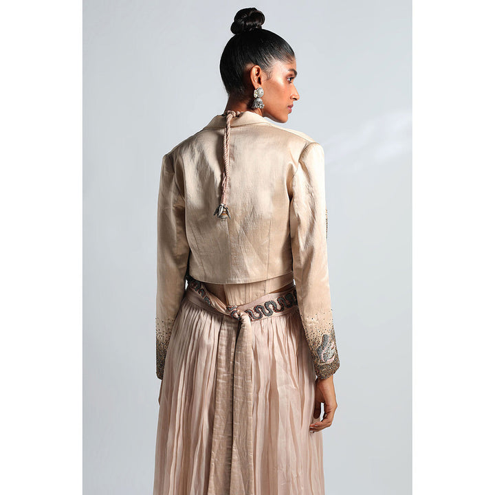 A Humming Way Nargis Jacket, Pleated Lehenga, Corset & Belt (Set of 4)