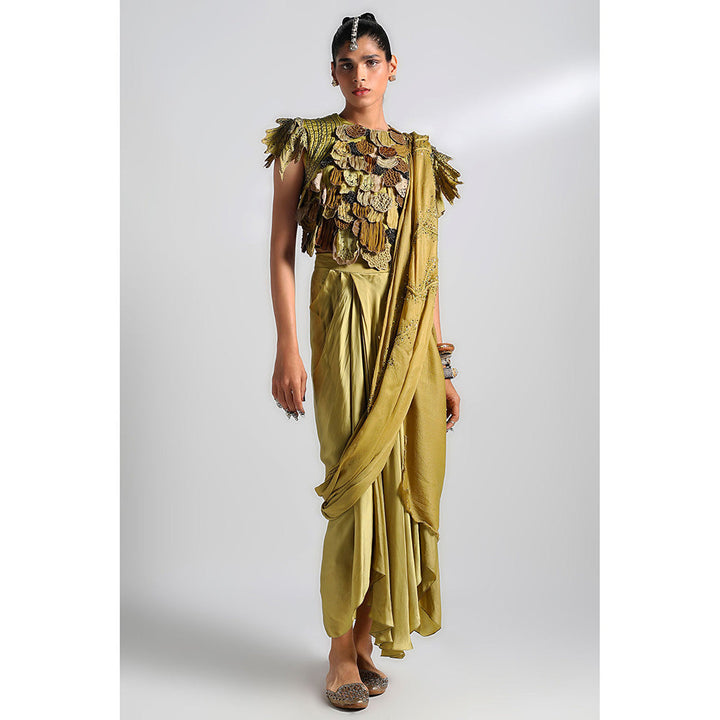 A Humming Way Mima Mounds Top, Draped Skirt & Living Stole/Dupatta (Set of 3)