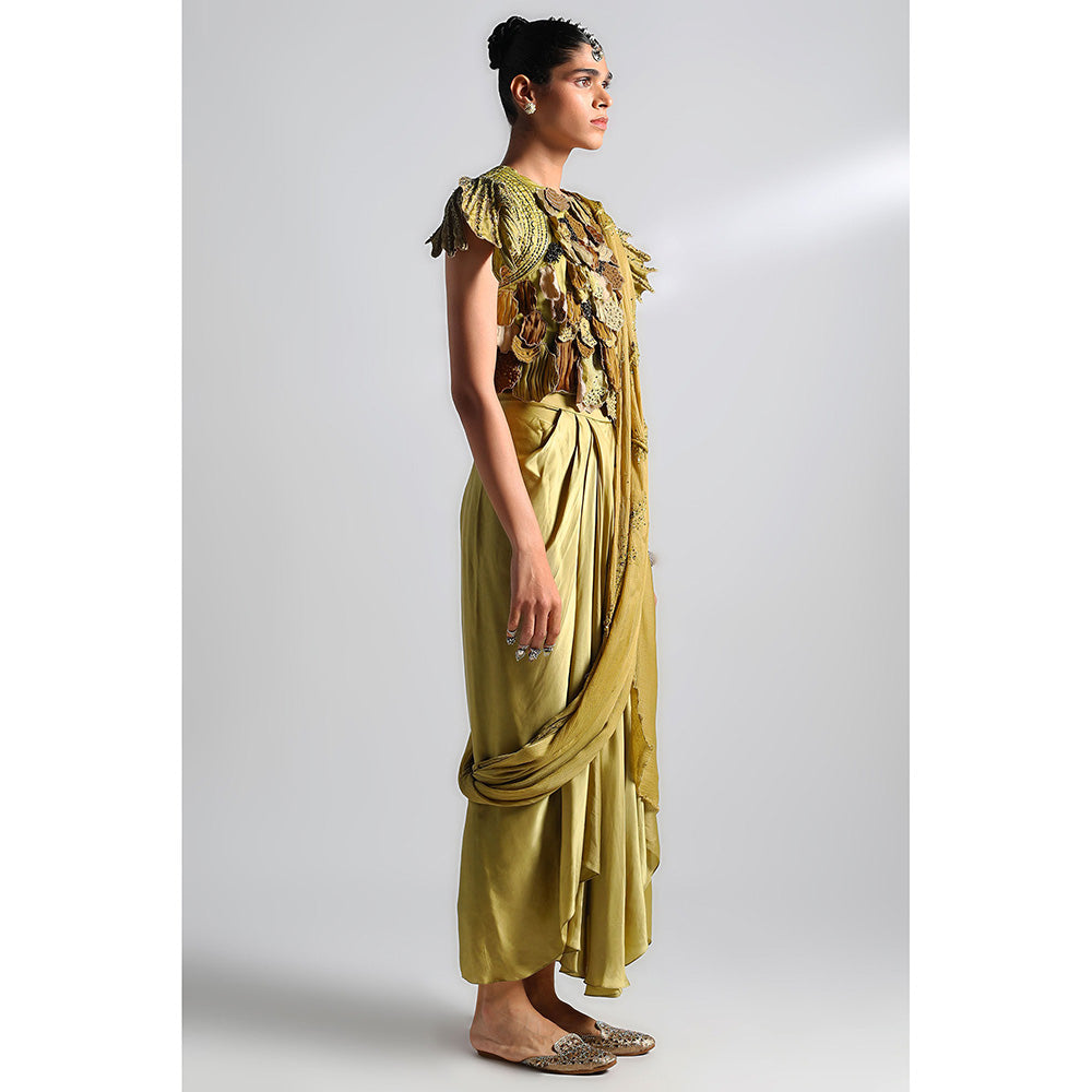 A Humming Way Mima Mounds Top, Draped Skirt & Living Stole/Dupatta (Set of 3)