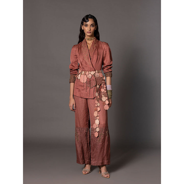 A Humming Way Desert Rose Terracotta Jacket with Sharara (Set of 2)