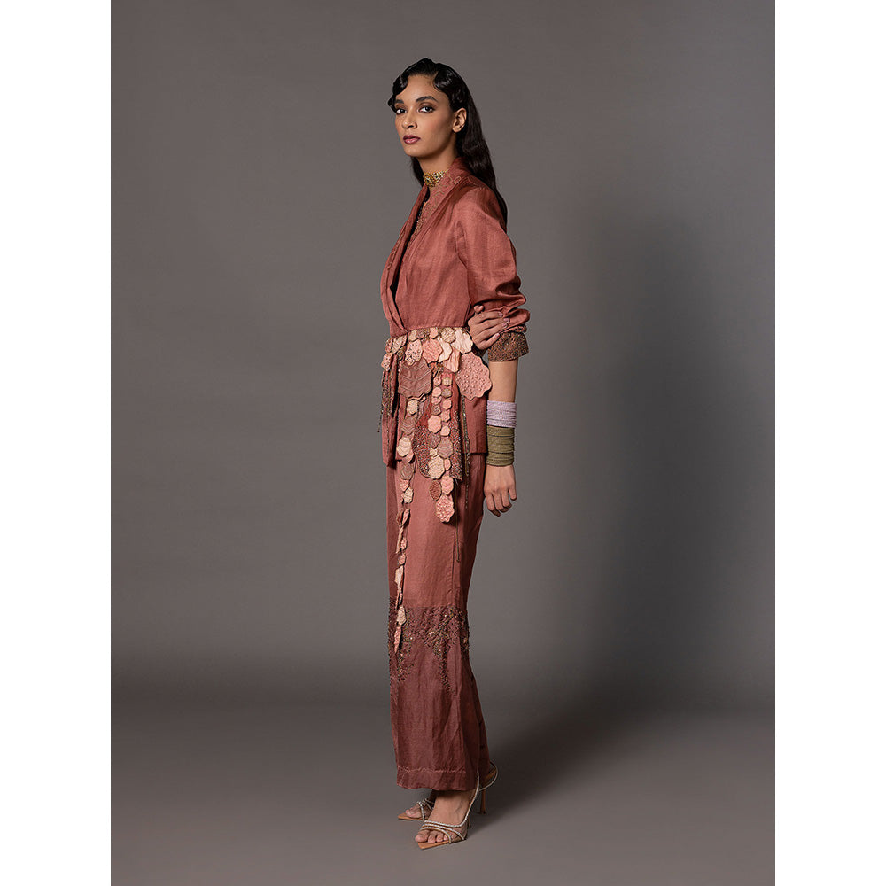 A Humming Way Desert Rose Terracotta Jacket with Sharara (Set of 2)