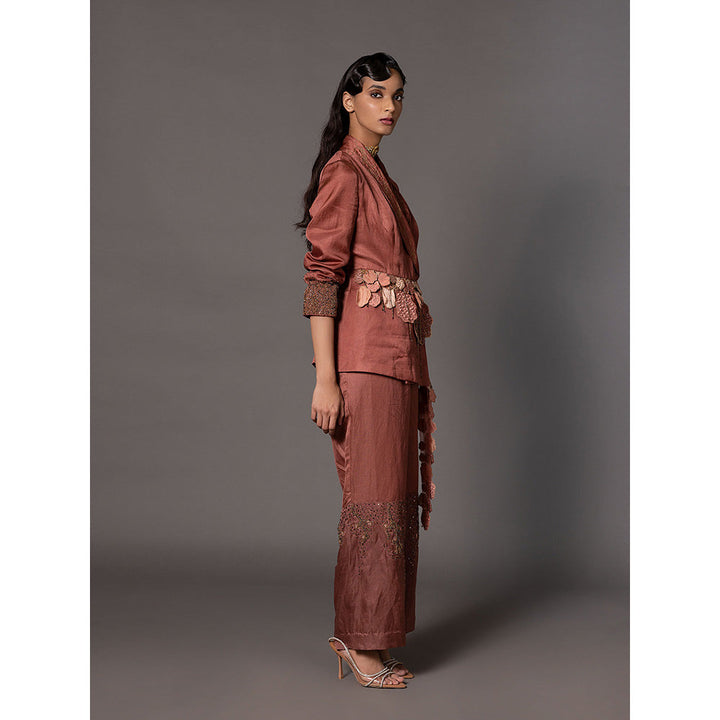 A Humming Way Desert Rose Terracotta Jacket with Sharara (Set of 2)