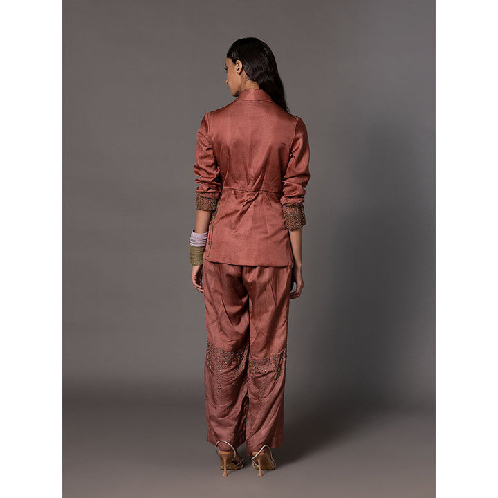 A Humming Way Desert Rose Terracotta Jacket with Sharara (Set of 2)