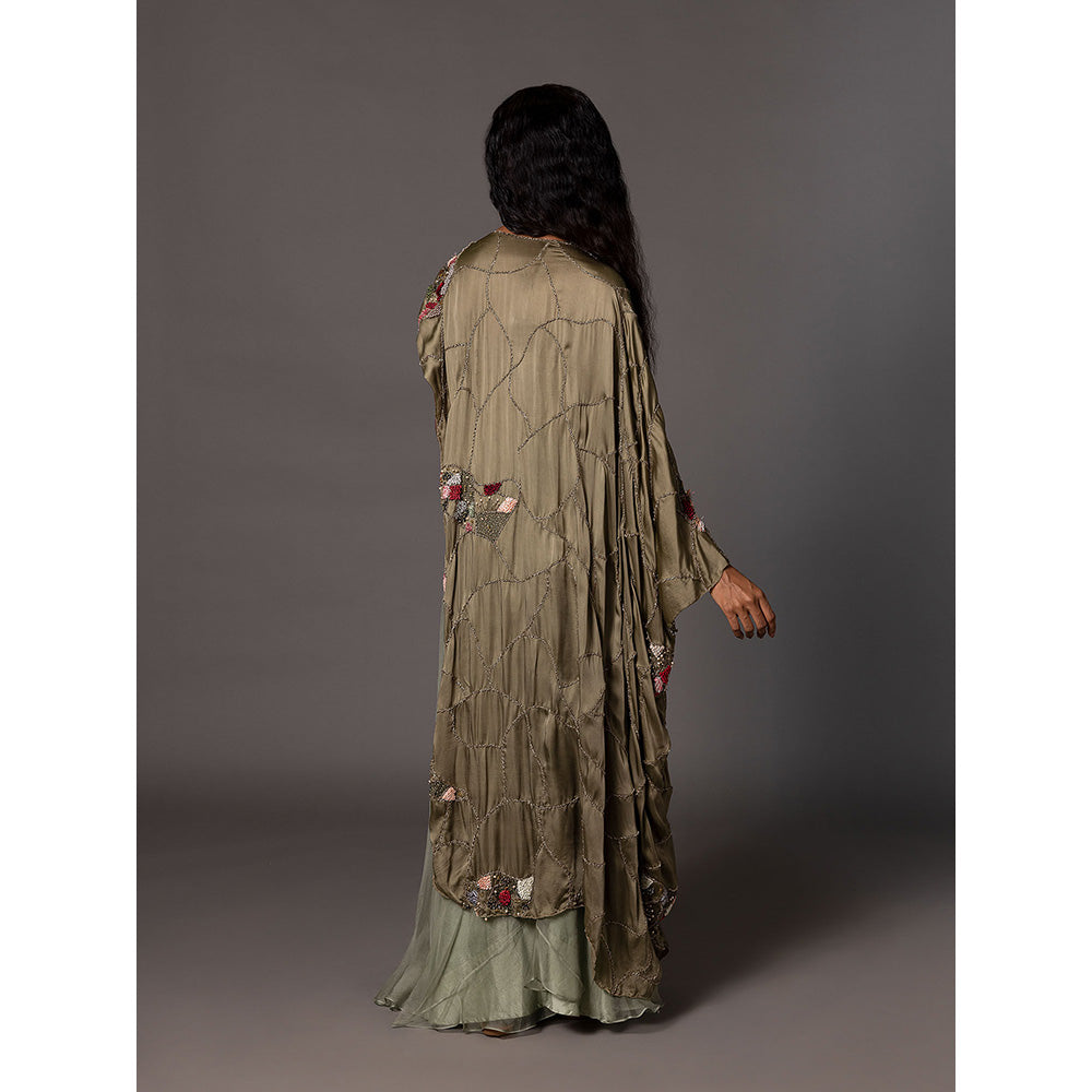 A Humming Way Topiary Gold Kaftan and Flared Pant (Set of 2)